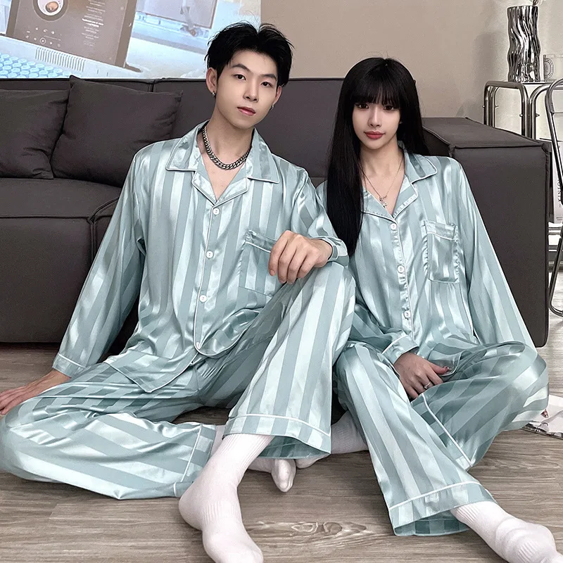 Couple Pajamas Spring and Autumn Long-sleeved Thin Section High-end Home Service Can Be Worn Outside Comfortable and Soft Suit