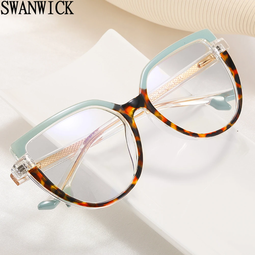 

Оправа для очков Swanwick TR90 «кошачий глаз», женские ацетатные очки CP с защитой от сисветильник, женские винтажные аксессуары, черные, коричневы...