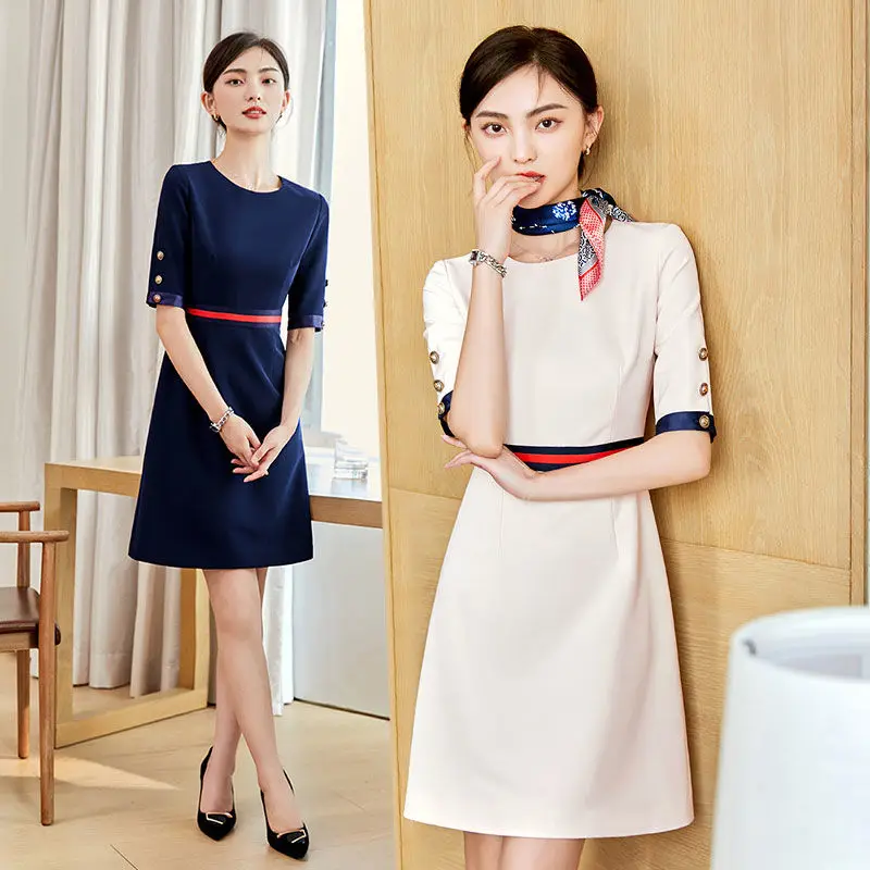 

Женское Деловое платье средней длины, элегантное модное летнее платье для офисных работников, корейское отделение продаж