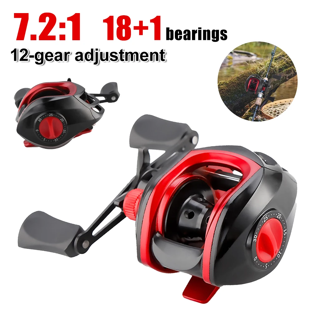 

18+1BB Baitcasting Reel Fishing Reel Ultralight Fishing Reel 10KG Max Drag 7.2:1 Ratio Metal Spool Saltwater Freshwater Fishing