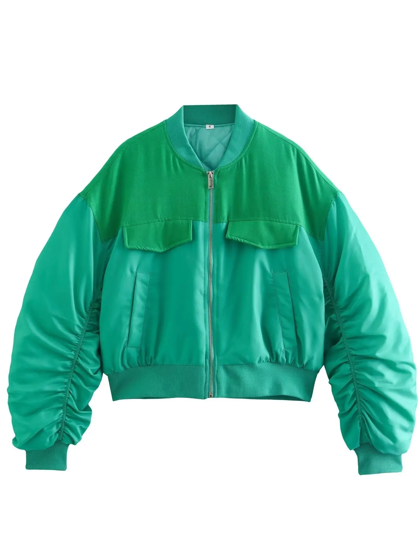 2022 Autumn Women's Parkas Stitching Contrast Color Bomber Jacket Padded Jacket for Women