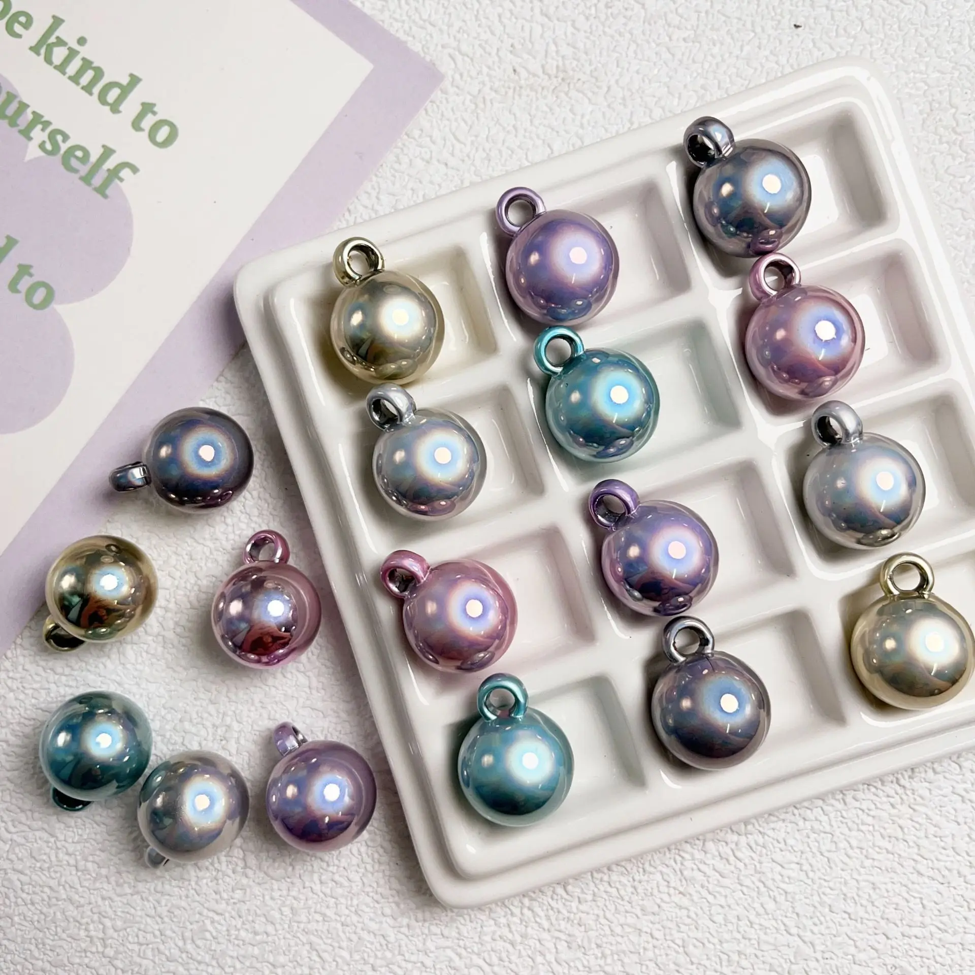 100 шт. круглые акриловые подвески с УФ-покрытием 12 мм