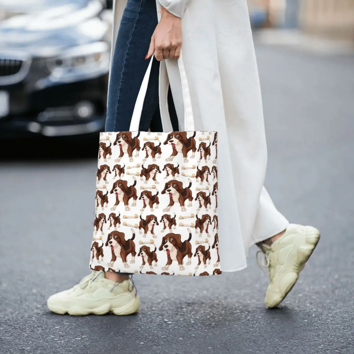 

Beagle Dog Pattern Women Canvas Handbag Large Capacity Shopper Bag Tote Bag withSmall Shoulder Bag