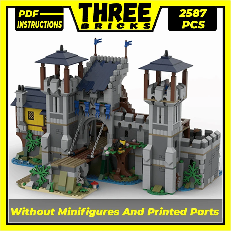 

Moc Building Blocks Castle Model Black Falcon Outpost Technical Bricks DIY Assembly Construction Toys For Childr Holiday Gifts
