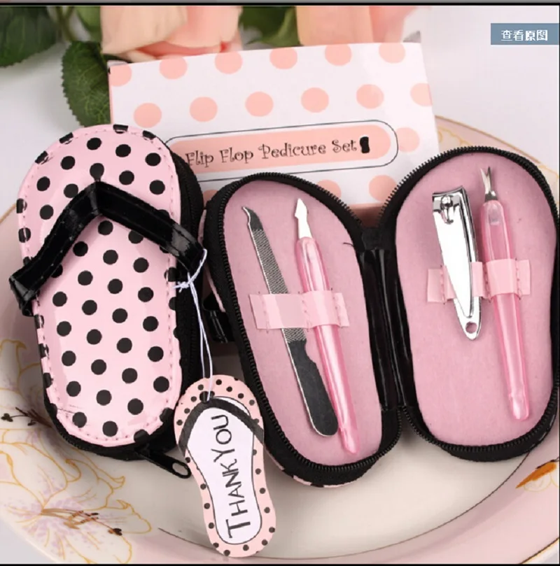 

Pink Polka Purse Slippers Shaped Cute Creative Manicure Set Wedding Gift Favors 10sets Nail tools