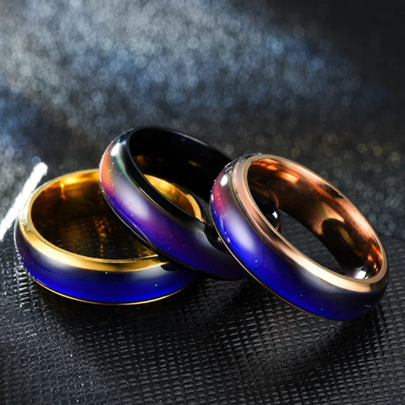 

New Stainless Steel Changing Color Rings Mood Emotion Feeling Temperature Ring For Women Men Couples Rings Fine Jewelry Gift