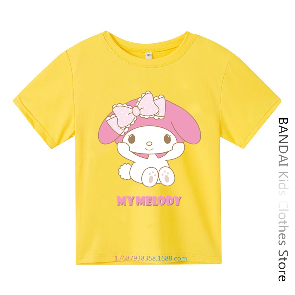 

Sanrio Girls My Melody Tshirt Summer Hello Kitty Kids Cartoon Casual short-sleeved T-shirt female student fashion tops