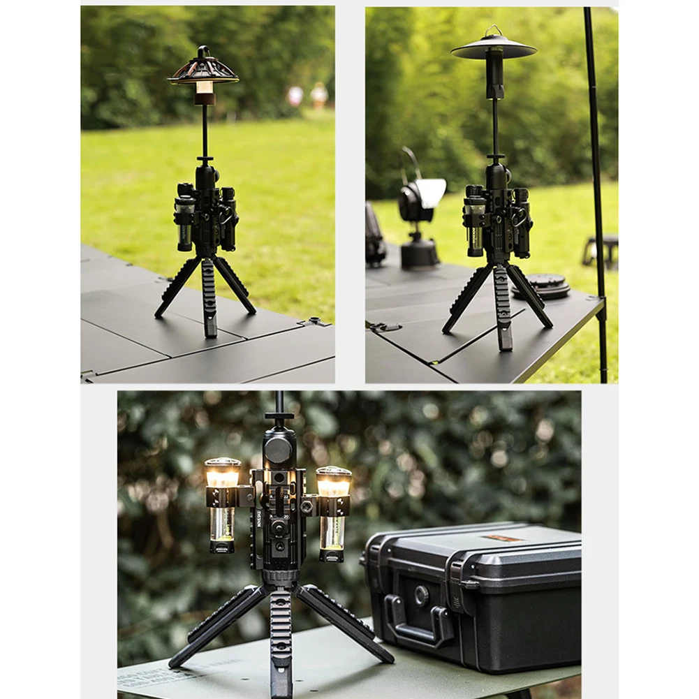 

Swante Atmosphere Lamp Tripod Explosion-proof Box Metal Table Desk Tripod 360 Degree Adjustable Multifunction for Outdoor Picnic