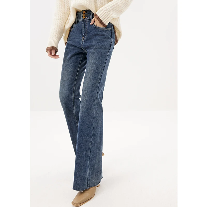Design Fashion High Quality Pantalones Vaqueros Mujer  Streetwear Women Skinny Flare Pants 95% Cotton Pockets  High Street