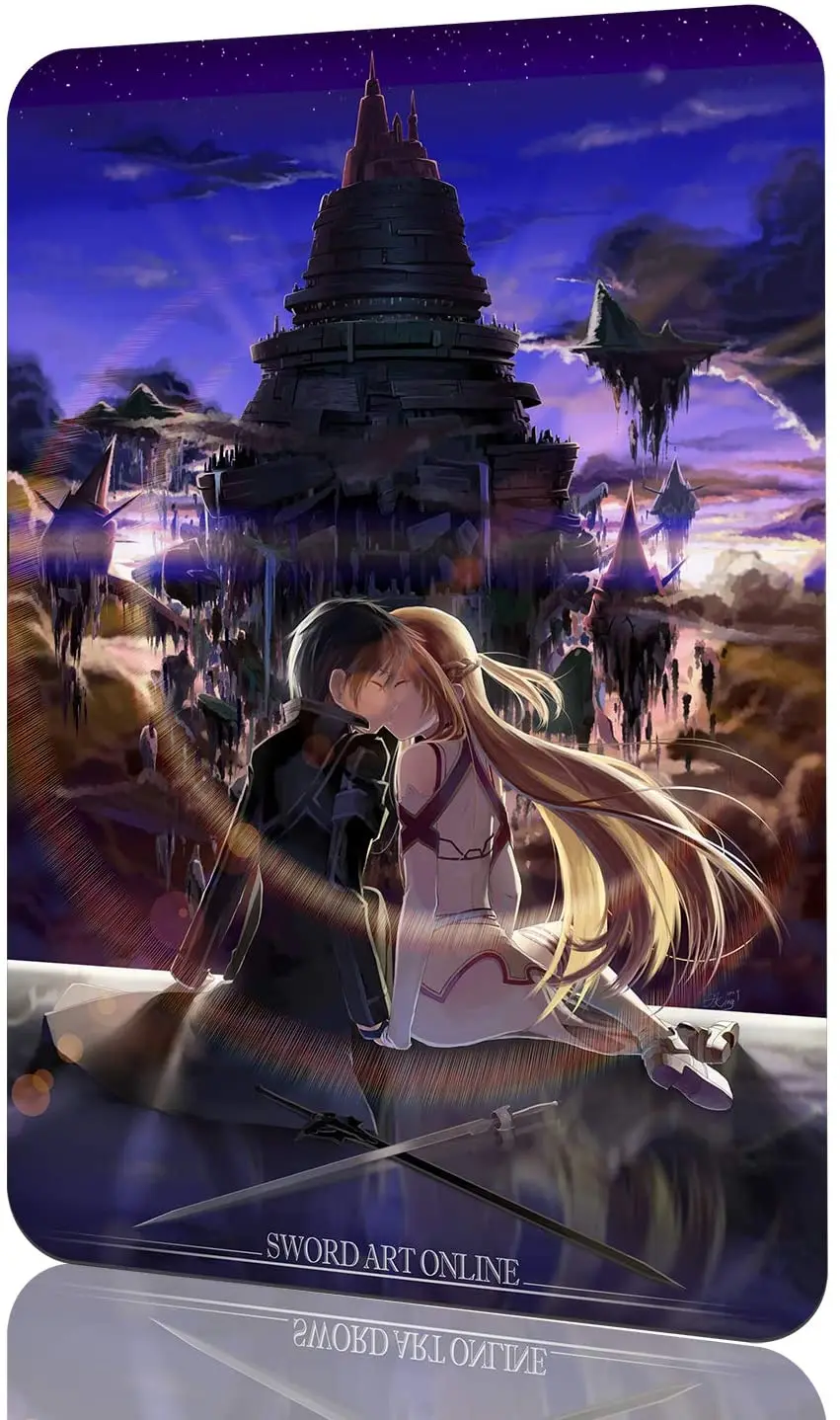 Оловянная Вывеска стена-искусство меча онлайн Сан Кирито Асуна-аниме постер 18x12