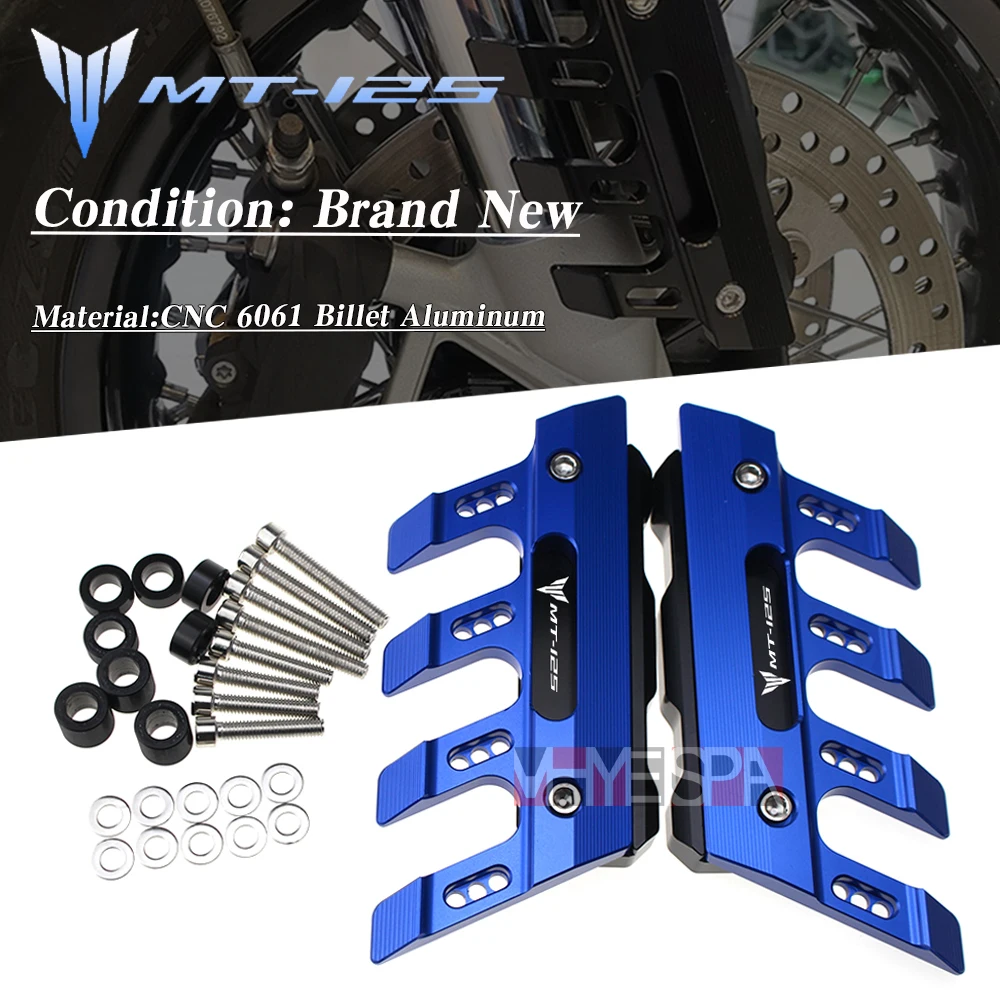 

With Logo For Yamaha MT-125 mt125 Motorcycle Aluminum mudguard side protection block front fender anti-fall slider Accessories