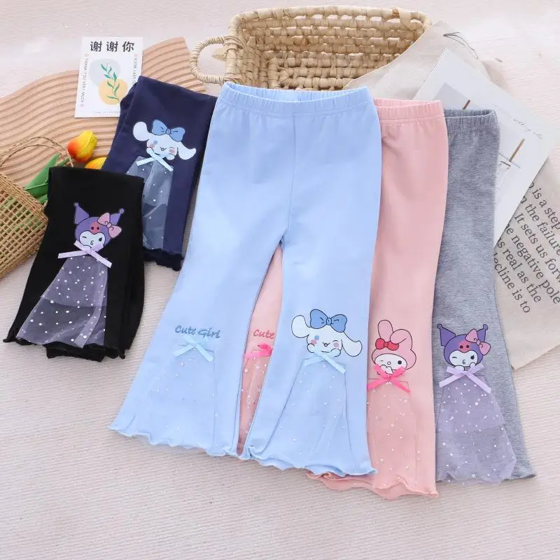 

Новые брюки для девочек Kawaii Kuromi Cute Sanrio креативные удобные мягкие эластичные Мультяшные милые нижние брюки Mymelody подарок на день рождения