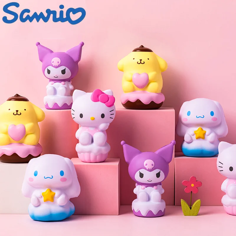 

Sanrio Kuromi Cinnamoroll Hello kitty Pompom Purins Cute Cartoon Anime Kawaii Soft Decompression Toys Doll Children Gifts