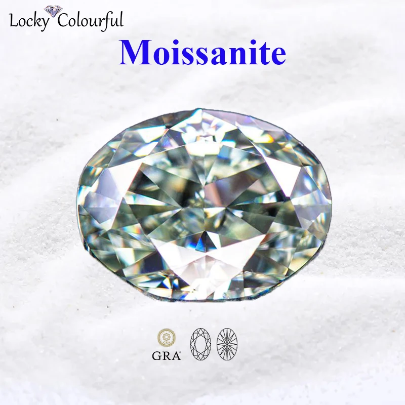 Муассанит овальной формы подвески бусины основной серый желтый цвет VVS1 для