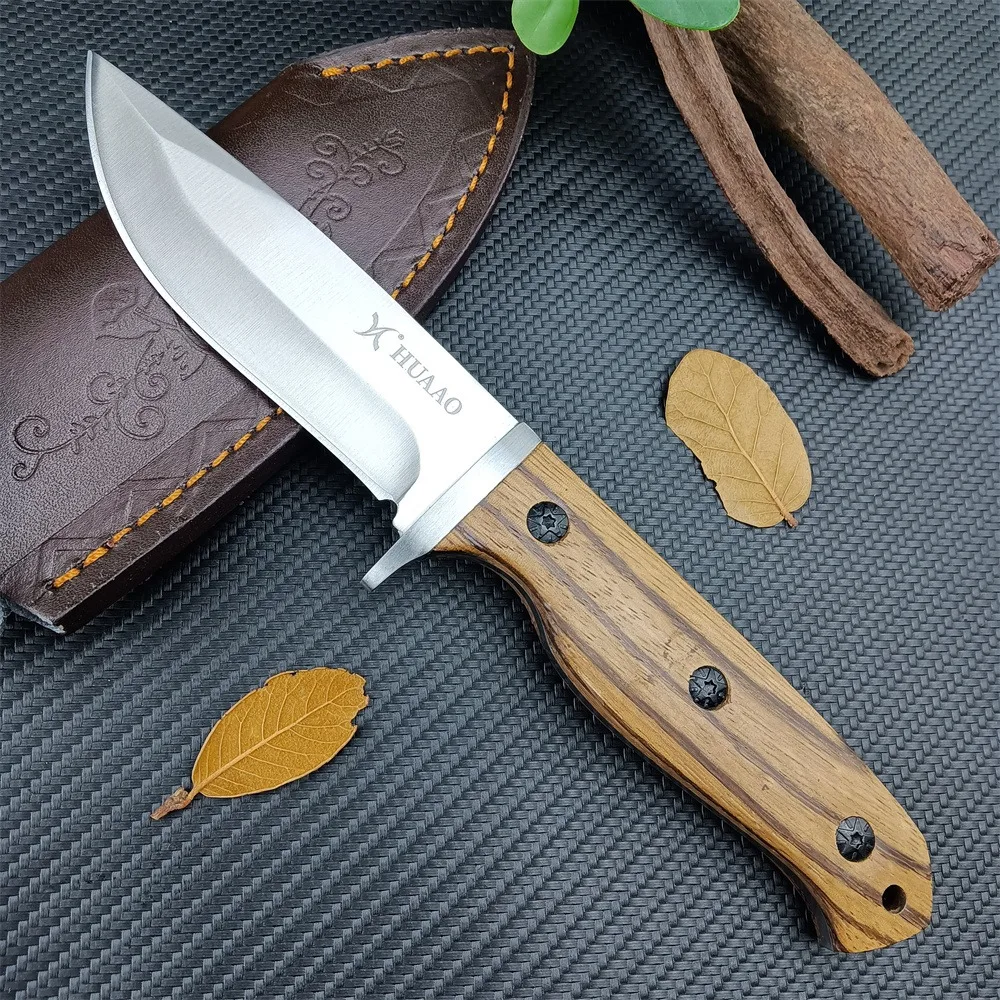 Нож HUAAO С Фиксированным Лезвием Из Нержавеющей Стали Atlas И Деревянной Ручкой 5c13Mov
