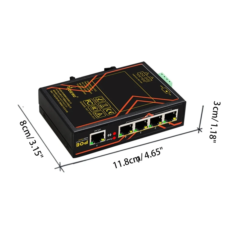 

5-портовый коммутатор Ethernet 100 Мб, домашний хаб Rj45 POE 10/100 Мбит/с, адаптер-разветвитель Wlan на DIN-рейке TXE002 с металлической рамкой