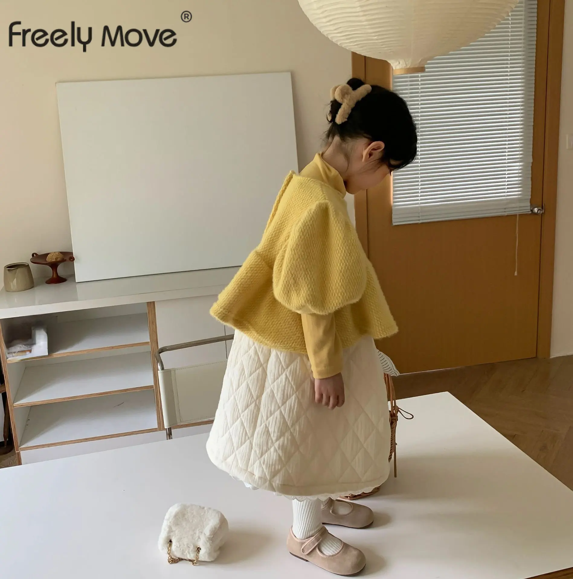 

Freely Move Girl Clothes 2022 Autumn Winter Korean Sweet Girl Clothes Cotton Coat Or Skirt Or Bottoming Shirt Princess Clothes