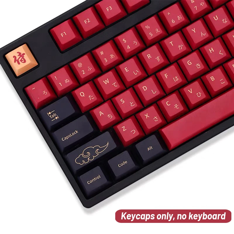 

129 Key PBT Red samurai Keycaps Cherry Profile DYE SUB Personalized Japanese Keycap For Cherry MX Switch Mechanical Keyboards