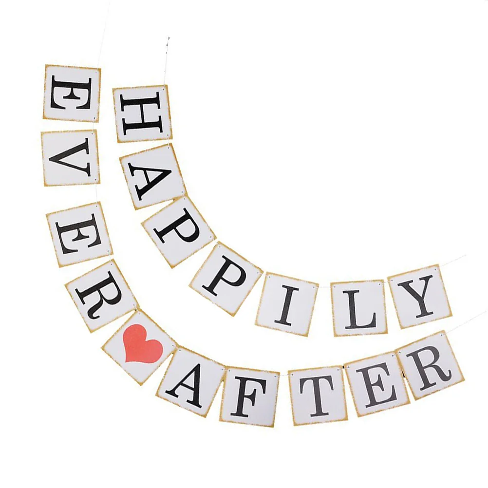 Banner Flower Garlands HAPPILY EVER AFTER Wedding Party Bunting Decoration The Paper