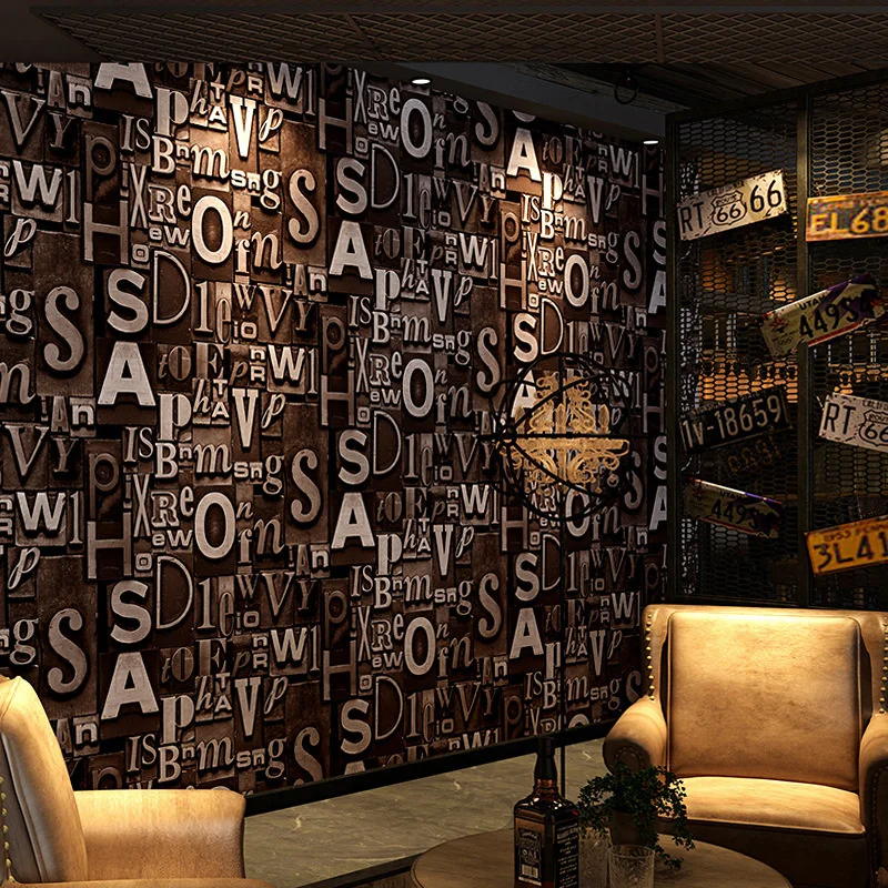 3D обои с трехмерными ностальгическими английскими буквами для парикмахерской