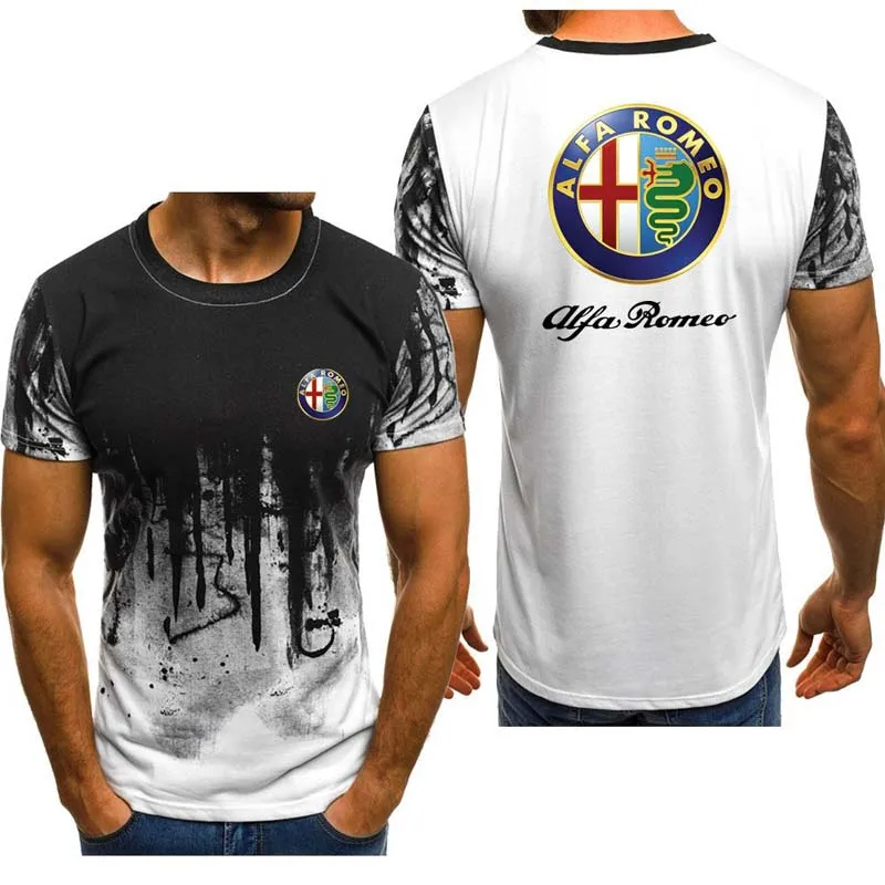 

2021 High Quality Summer Men's short sleeve ALFA ROMEO t-shirt Printed O-Neck Cotton Comfortable Gradient casual Men's T-shirt