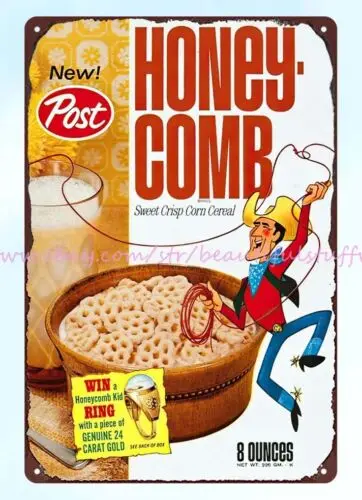 1960s медовая расческа сладкая хрустящая кукуруза металлический жестяной знак