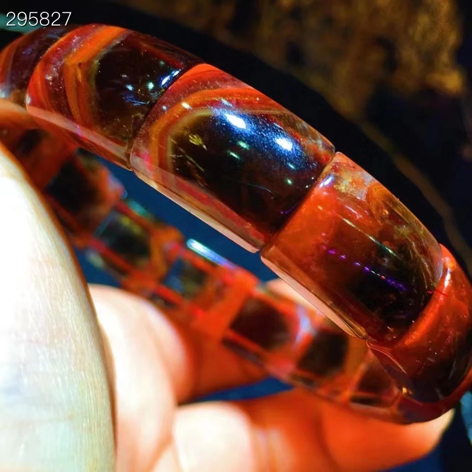 

Natural Red Auralite 23 Cacoxenite Canada Bracelet 15.2x12x6.6mm Women Men Beads Stretch Rarest Jewelry AAAAA