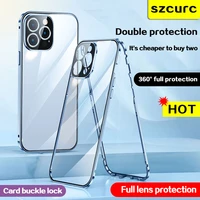 for iphone 12 pro max case new360%c2%b0 full protection tempered magnetic adsorption glass phone sleeve iphone 12 mini phone cover