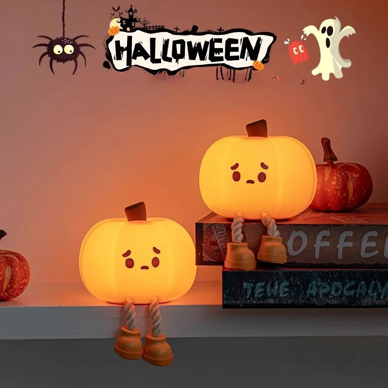 Хэллоуин тыква ночные огни милые мягкие силиконовые безопасные лампы украшения
