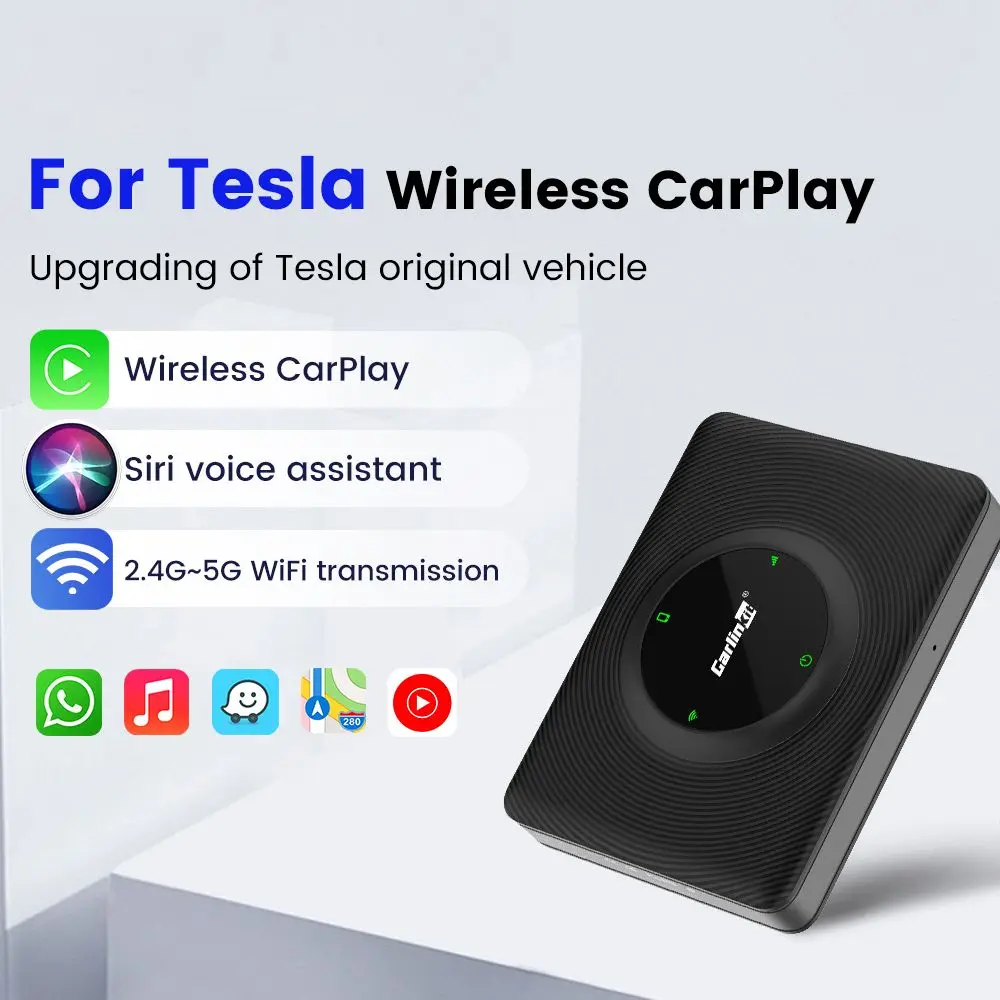 

CarlinKit Wireless CarPlay For Tesla Model 3 Model X Y Model S Auto Connect Siri Voice Assistant Spotify Google Map Waze 5G WiFi