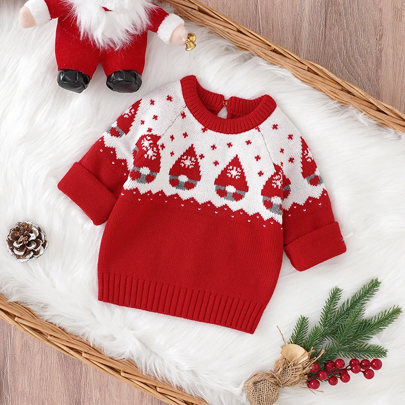 

Christmas Baby Sweater Knitted Newborn Girls Boys Pullover Long Sleeve Winter Autumn Infant Kid Xmas Clothing Cute Trees Fashion