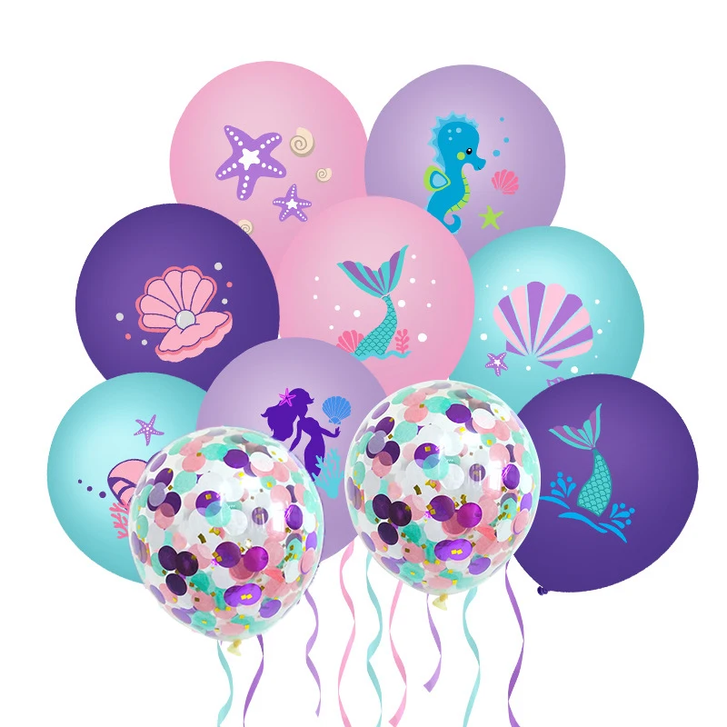 

10pcs 12 Inch Cartoon Mermaid Theme Party Latex Balloons Confetti Decoration Balloons Kids Birthday Party Decoration Baby Shower