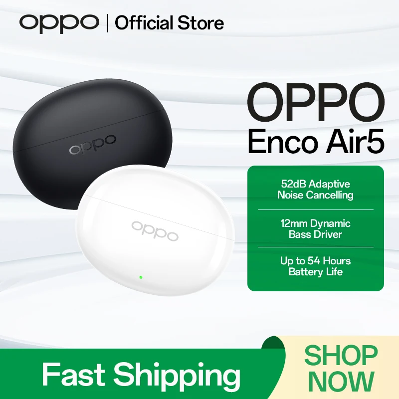 Фото Наушники OPPO Enco Air5 с адаптивным шумоподавлением 52 дБ, быстрая доставка №1