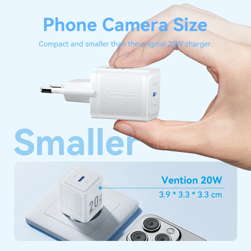 Фото Портативное зарядное устройство Vention 20W USB-C с быстрой зарядкой PD3.0 QC3.0 для iPhone 17 16 15 14 13 12 Pro Max 11 X 8 Plus №3
