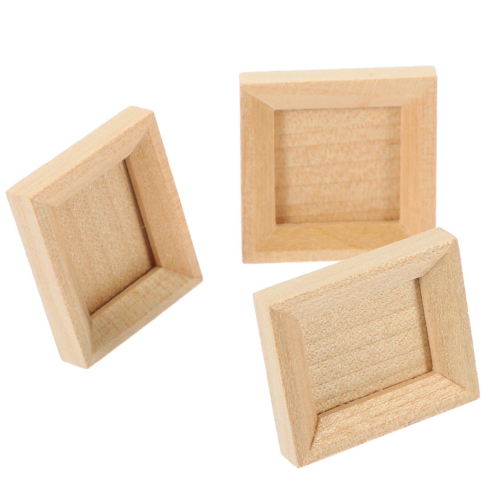 

3 Pcs Dollhouse Miniatures Photo Frame Frames Ornaments Tiny Wood Picture Decorative Moulding Unfinished
