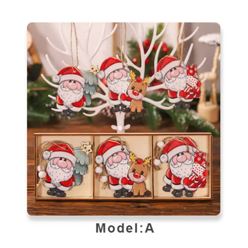 2025 деревянный кулон Санта-Клауса веселые рождественские украшения для дома Navidad