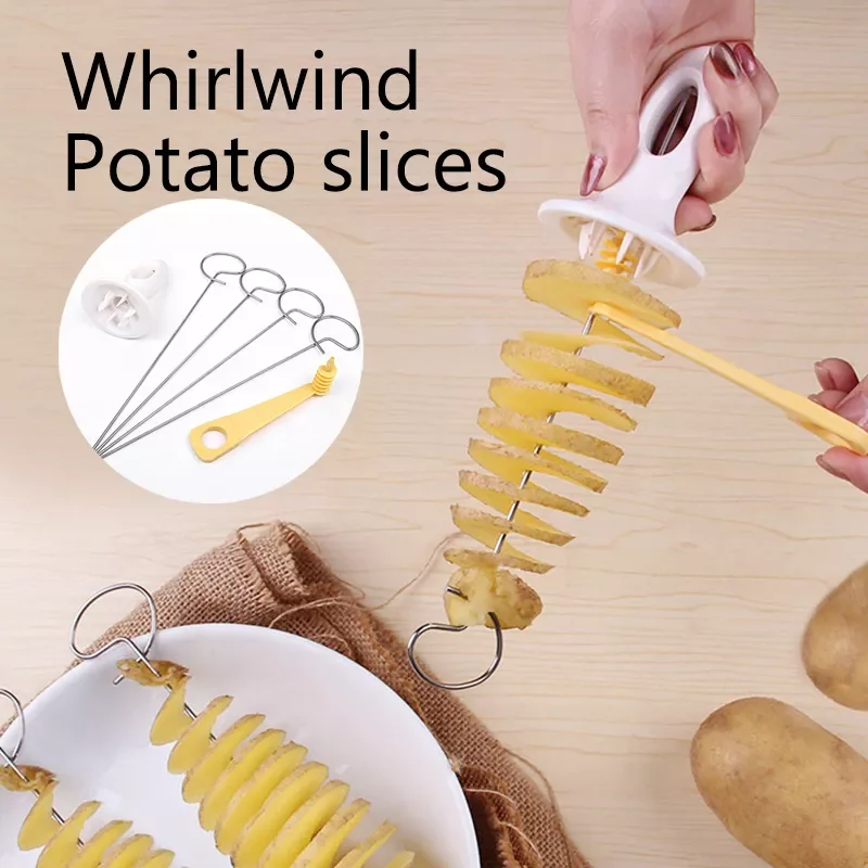 

2022New String Rotate Potato Slicer Twisted Potato Slice Cutter Spiral DIY Manual Creative Kitchen Gadgets Vegetables Spiral Kni