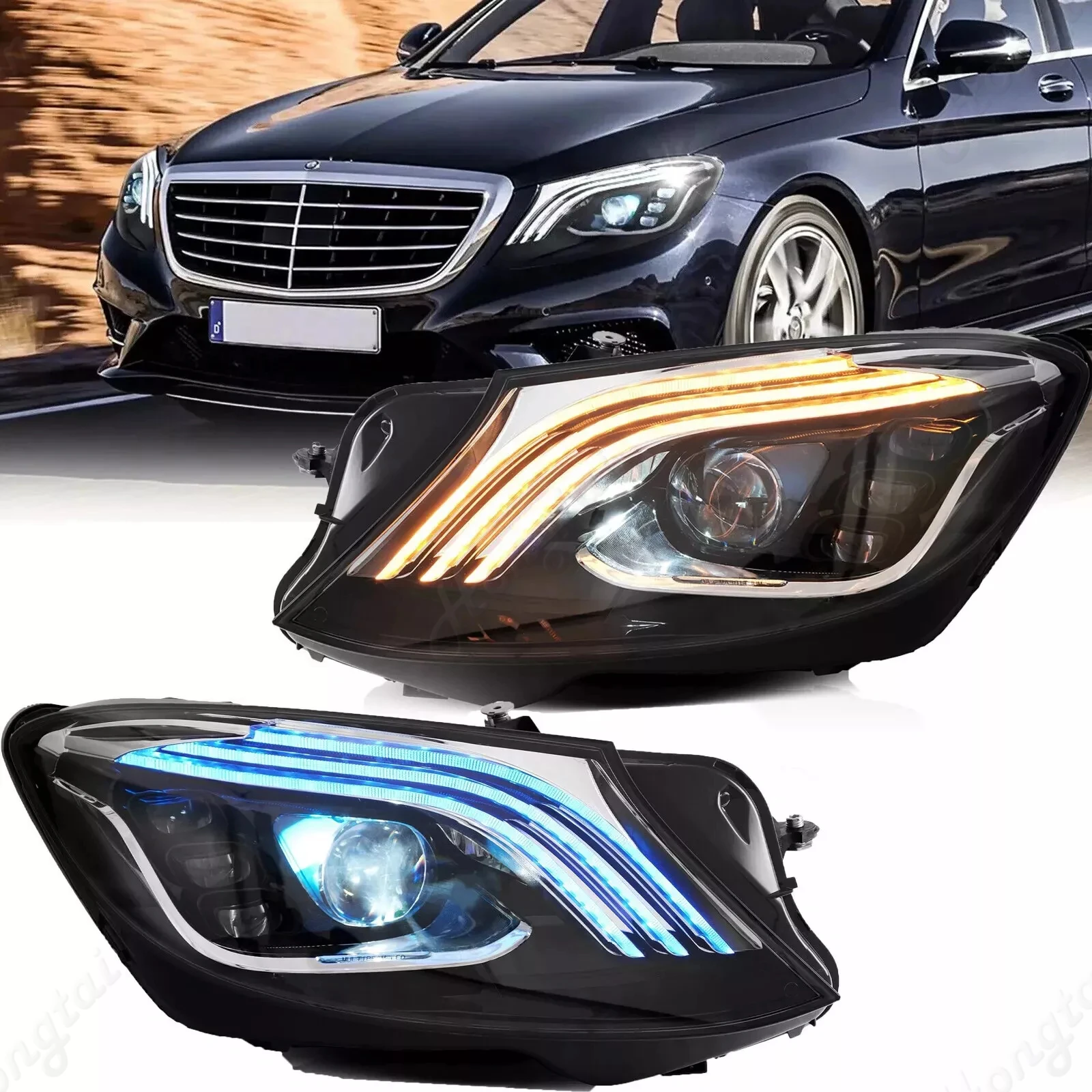 Пара фар в сборе для Mercedes-Benz S-Class W222 DRL 2014-2018 обновленные светодиодные ежедневные