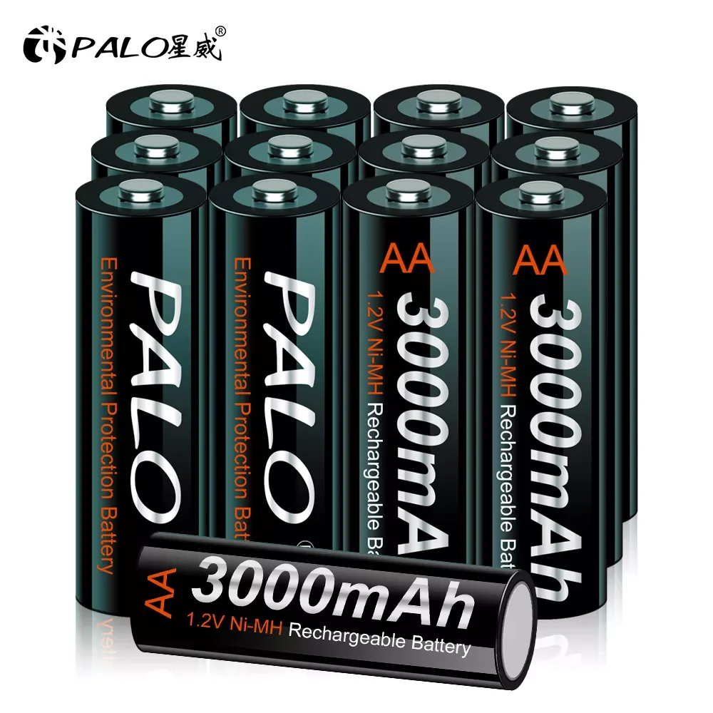 

NEW2023 PALO 1.2V AA Rechargeble Battery 3000mAh Ni-MH AA Battery Rechargeable Batteries For Flashlight Battery AA batteries