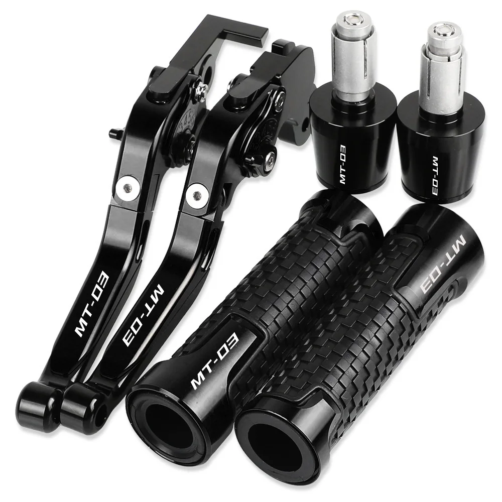 

MT 03 Motorcycle Aluminum Adjustable Brake Clutch Levers Handlebar Hand Grips ends For YAMAHA MT03 MT-03 2005 2006