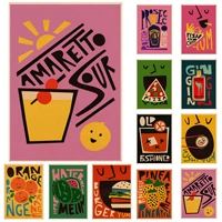 cartoon fruit juice rum food art poster wall art retro posters for home aesthetic art wall painting