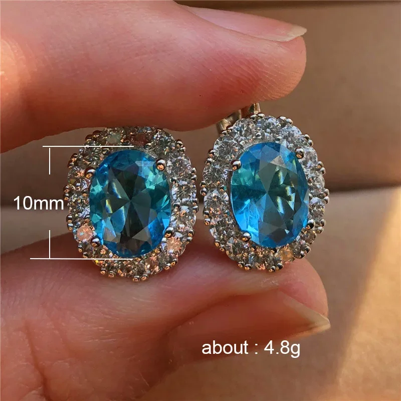 2024 новые синие зеленые белые яйца овальные серьги с цирконом для женского