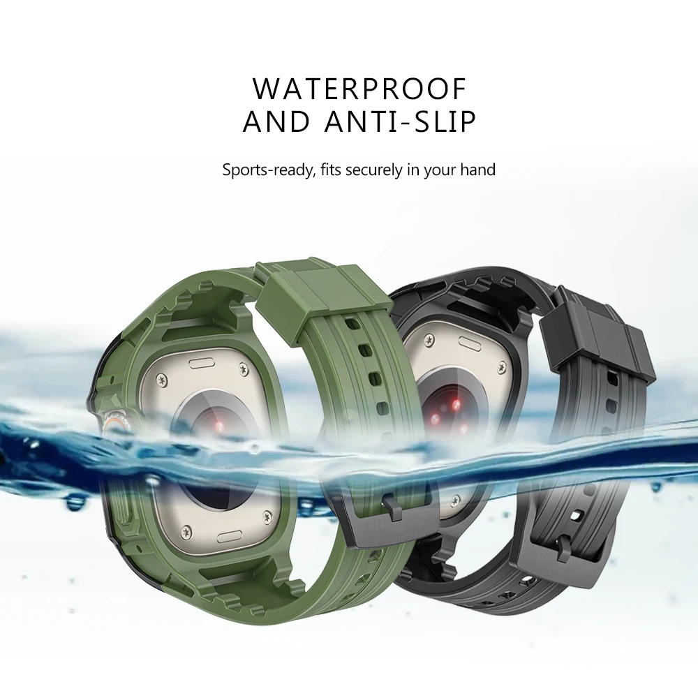 Case Strap for Apple Watch Ultra 49mm Correa Accessories Silicone TPU men Sports Band for Iwatch Ultra Protective Cover Bracelet