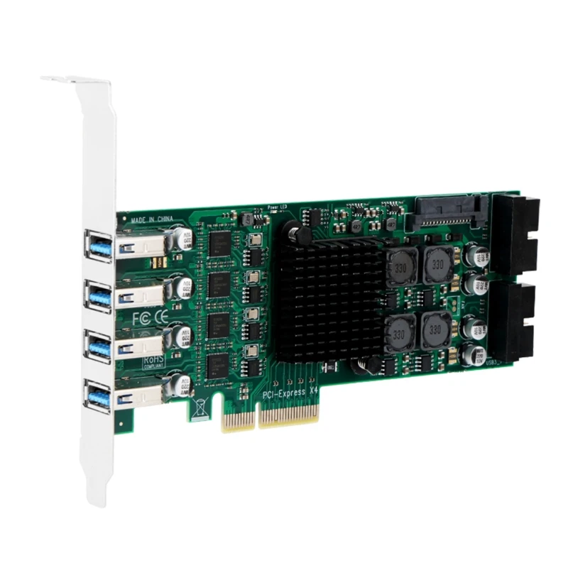 

PCI-E to 8 Ports USB 3.0 Expansion Card 4-Channel PCI Express Desktop Controller Adapter Card 19 Pin Plug, 12Gb/s
