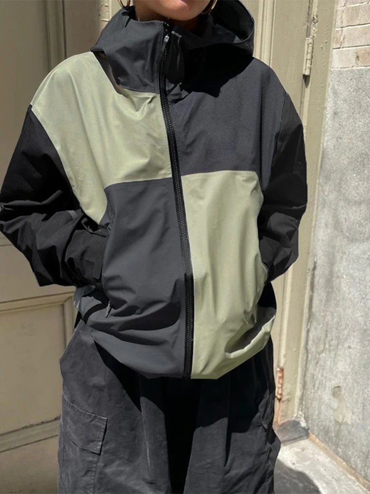 

Женское повседневное пальто в стиле Харадзюку, свободное трикотажное пальто на молнии в стиле пэчворк, сезон осень, ASCO86035