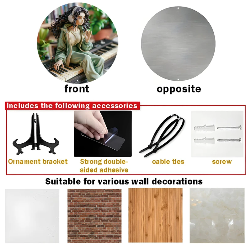 Круглая алюминиевая настенная вывеска молодая женщина со скрепленными волосами