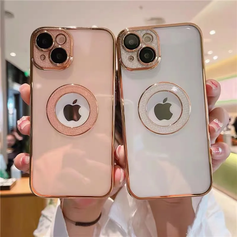 

Luxury Transparent Electroplated Openwork Soft Silicone Phone Case For iPhone13 12 11Pro Max X XR Xs Shockproof Protective Cover