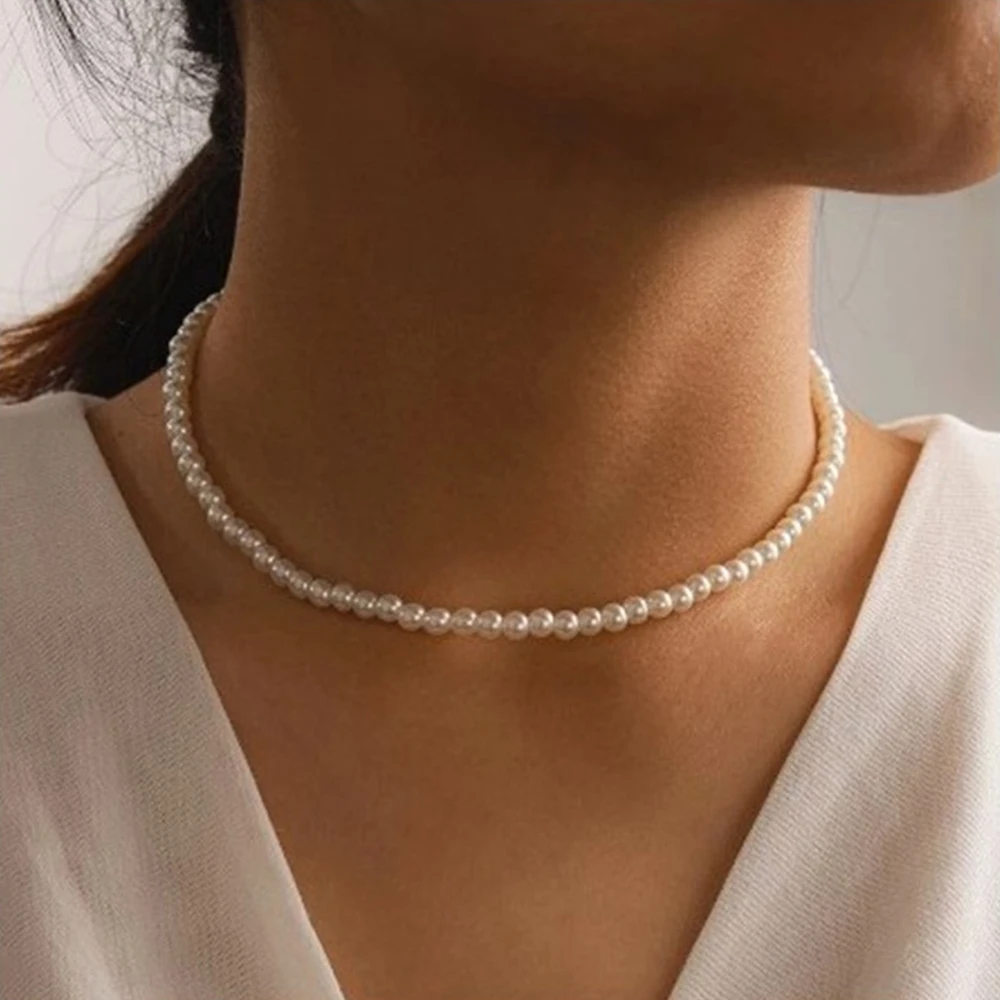 

Coconal Fashion Gold Imitation Pearl Necklace Women Cute Romantic Wedding Necklaces Party Jewelry Gift Collier Femme
