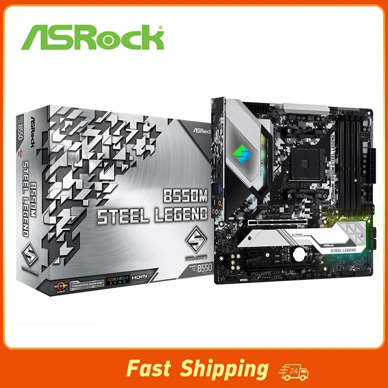 

ASROCK B550M STEEL LEGEND Micro-ATX AMD B550 DDR4 4733+(OC)MHz M.2 USB3.2 Max-128G Double Channel Socket AM4 Motherboard