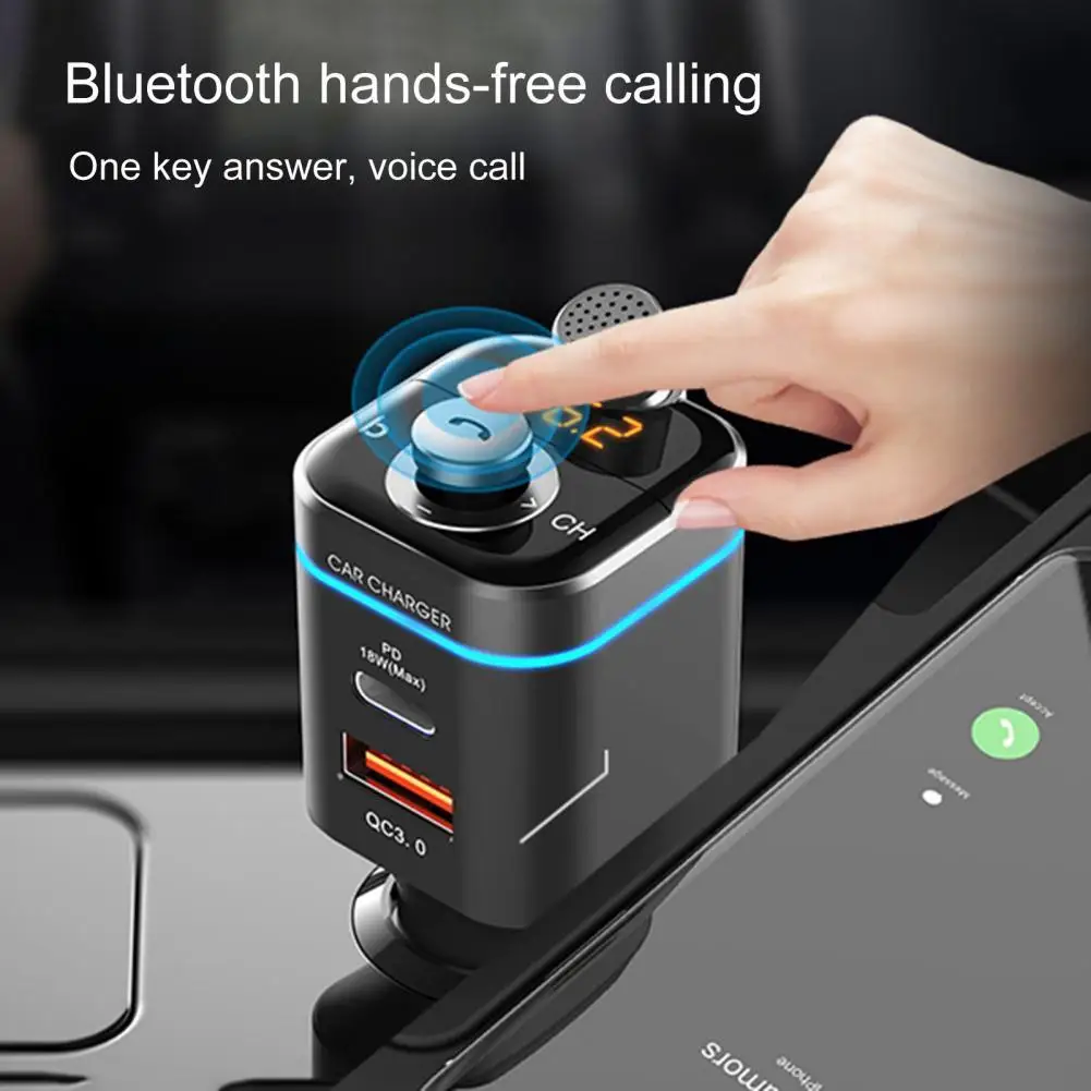 

Car MP3 Player 180 Degrees Rotatable Mic-probe 5-way Directional Button Bass Effect Handsfree FM Transmitter Audio Receiver
